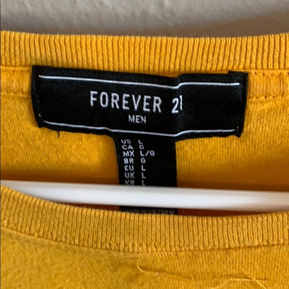 Forever 21 Yellow Cropped Long Tee- Men’s Large - Picture 4 of 4